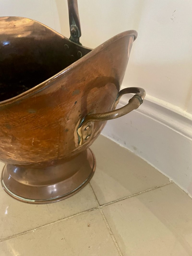 Antique George III Quality Copper Coal Scuttle - Image 9